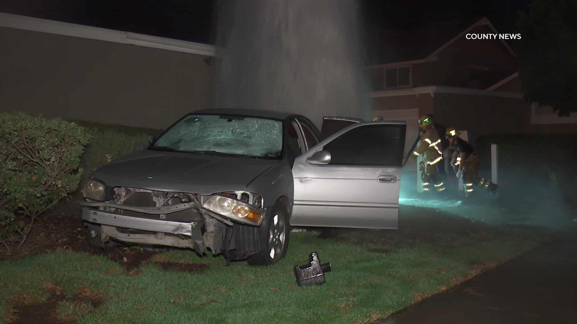 Irvine: Driver Arrested After Crash Into Fire Hydrant Causes Geyser ...